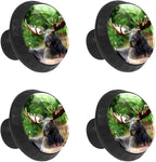4 Pack Drawer Knobs Pulls Moose Green Trees Crystal Glass Round Knobs Pulls Handles for Cabinets Dressers Kitchen Bathroom - Cupboards Wardrobes Hardware Furniture Knobs