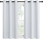 NICETOWN Room Darkening Curtain Panels for Bedroom, Easy-Care Solid Thermal Insulated Grommet Room Darkening Draperies/Drapes (Greyish White, 2 Panels, 42 in x 50 in (W x L))