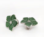 4 White Flower Petal Handles Kitchen Cabinet Drawer Knobs & Pulls (Green Screws)