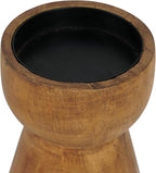 NIKKY HOME Farmhouse Wooden Candle Holders Set of 2, Rusitc Solid Wood Pillar Candlesticks Pedestal, Fireplace Mantle Table Centerpiece Decor, Brown