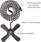 SmoTecQ Lengthened 24 Inch Ceiling Fan Pull Chain Extender with Decorative Frosted Glass Bulb and Fan Cord (ORB)
