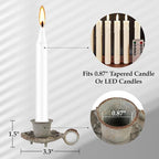 NIKKY HOME Mini Taper Candle Holders Set of 2, Rustic Metal Candlestick for Table Centerpieces, Wedding Decor and Dinner Party, Grey