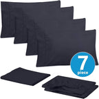 Sweet Home Collection 6 Piece 1500 Supreme Collection Brushed Microfiber Deep Pocket Sheet Set-2 Extra Pillow Cases, Great Value, Split King, Navy
