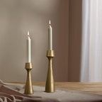 Iron Taper Candle Holder - Set of 2 Decorative Candle Stand, Metal Decorative Candlestick Holder for Wedding, Dining Table, Party Decoration (Gold)