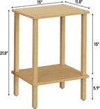 TUTOTAK End Table, Set of 2, Side Table, Nightstand, 2-Tier Storage Shelf, Sofa Table for Small Space, Living Room, Bed Room, Natural TB01BN035