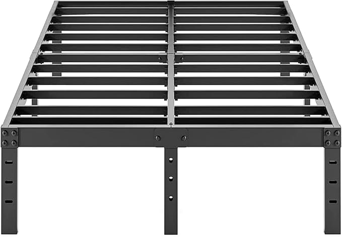 ALDRICH Metal King Size Bed Frame - 16 Inch Tall Black Basic Steel Slats Platform, Easy Assembly Heavy Duty Noise Free Bedframes, No Box Spring Needed