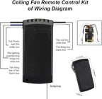QIACHIP Universal Ceiling Fan and Lights Wireless Remote Control Kit 3-in-1 Ceiling Fan Light 4 Timing & 3 Speed Wireless Remote Control and Receiver Kits for Ceiling Fan Lamp
