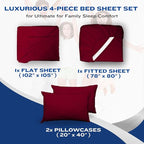 DREAMCARE Twin XL Sheet Sets - 4pc Cooling Sheets XL Twin Sheets - up to 21” Deep Pocket – Hotel Luxury Extra Long Twin XL Bed Sheets 100% Brushed Microfiber with Side Pocket - Burgundy
