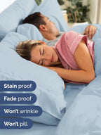 Extra Deep Queen Sheet Set - 6 Piece Breathable & Cooling Sheets - Hotel Luxury Bed Sheets Set - Easy & Secure Fit - Soft, Wrinkle Free & Comfy Sheets Set - Sky Blue Sheet Set with Extra Deep Pockets