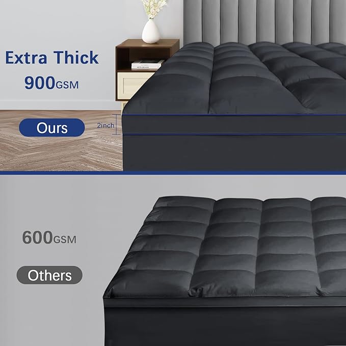CYMULA Twin Mattress Topper, Cooling Mattress Pad Cover, Extra Thick Pillow Top Mattress Topper with 8-21 Inch Elasticated Deep Pockets, Plush Down Alternative Fill Mattress Protector