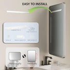 24×32 Silver Bathroom Mirror for Over Sink - Rectangular Bathroom Mirrors with Tempered Glass & Aluminum Frame, for Restroom Vanity, Entryway, Bedroom, Horizontal/Vertical, Rounded Corners