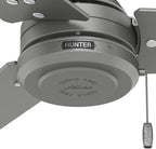 Hunter 52 inch Outdoor or Indoor Ceiling Fan No Light - Silver Ceiling Fan without Light, For Patio, Porch, Garage, or Living Room, Standard Mount, 3 Blades, Pull Chain - Cassius 59262, Matte Silver