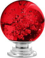 12 Pcs 30mm Round Shape Bubble Crystal Glass Cabinet Knobs with Screws Drawer Knob Pull Handle Used for Kitchen, Dresser, Door, Cupboard (Dark Red)