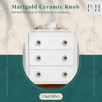 Perilla Home Set of 6 Knob Ceramic Decorative Knobs for Home Kitchen Cabinet Hardware Cupboard Door Dresser Wardrobe and Drawer Pulls (Marigold Black)