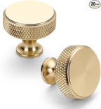 Asidrama 20 Pack Gold Kitchen Cabinet Knobs Knurled Dresser Knobs Drawer Knob Cabinet Hardware Aluminum Knob for Dresser Drawers