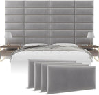 Vänt Upholstered Wall Panels - Queen/Full Size Wall Mounted Velvet Headboards - Velvet Platinum Grey - Set of 4 Panels (Each Individual Panel 30"x11.5")
