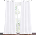 NICETOWN Blackout Curtains for Kids Room, Pure White, Set of 2, 55 x 102 Inch, Triple Weave Microfiber Home Thermal Insulated Solid Ring Top Blackout Panels/Drapes for Bedroom