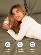 Extra Deep Split King Sheet Set - 7 Piece Breathable & Cooling Sheets - Hotel Luxury Bed Sheets Set - Easy & Secure Fit - Soft, Wrinkle Free & Comfy Sheets Set - Khaki Sheet Set w/Extra Deep Pockets