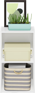 Furinno PASIR Book Shelf, 2-Tier Modern Bookshelf, Open Shelves Bookcase 9" x 12" x 21", for Living Room, Bedroom, Home Office, White