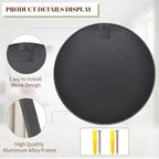 BEAUTYPEAK 20 Inch Round Mirror, Metal Frame Circle Mirror, Wall Mounted for Entryway, Bathroom, Vanity, Living Room, Black