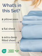 Extra Deep Twin Sheet Set - 4 Piece Breathable & Cooling Sheets - Hotel Luxury Bed Sheets Set - Easy & Secure Fit - Soft, Wrinkle Free & Comfy Sheets Set - Sky Blue Sheet Set with Extra Deep Pockets