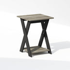 Furinno TIDUR Night Stand, Open Shelf Design X-Legs Nightstand, Criss-Crossed Bedside Table, End Table, Side Table, for Bedroom, Living Room, French Oak