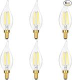 Dimmable E12 Candelabra Bulb 60 watt, 6W 630 LM Dimmable E12 LED Bulb 5000K Daylight White, Vintage Flame Tip LED Chandelier Light Bulbs, 6-Pack