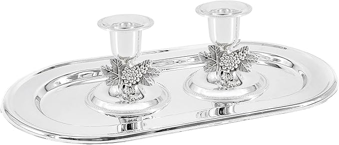 The Dreidel Company Shabbat Candlesticks Candle Holders Silver Plated, 2 Candlesticks Set (24 Sets)