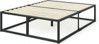 Zinus Joseph 18 Inch Platform Bed Frame, Wood Slat Support, No Box Spring Needed, Eco Friendly WonderBox(TM) Packaging, Easy Assembly, Black, King