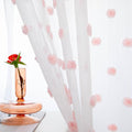 MYSKY HOME Short Pink Pom Pom Sheer Curtains - 54 Inch Long, 52" x 54", Rod Pocket, 2 Panels, Small Window, Kitchen, Bathroom, Nursery, Boys, Kids Room
