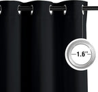 NICETOWN Blackout Curtains Grommet 2 Panels Black Drapes 95Inches Long