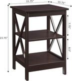 Convenience Concepts Oxford End Table 15.75" - Modern Living Room Table with Storage Shelves, Transitional Nightstand Side Table for Home Decor and Display, Espresso