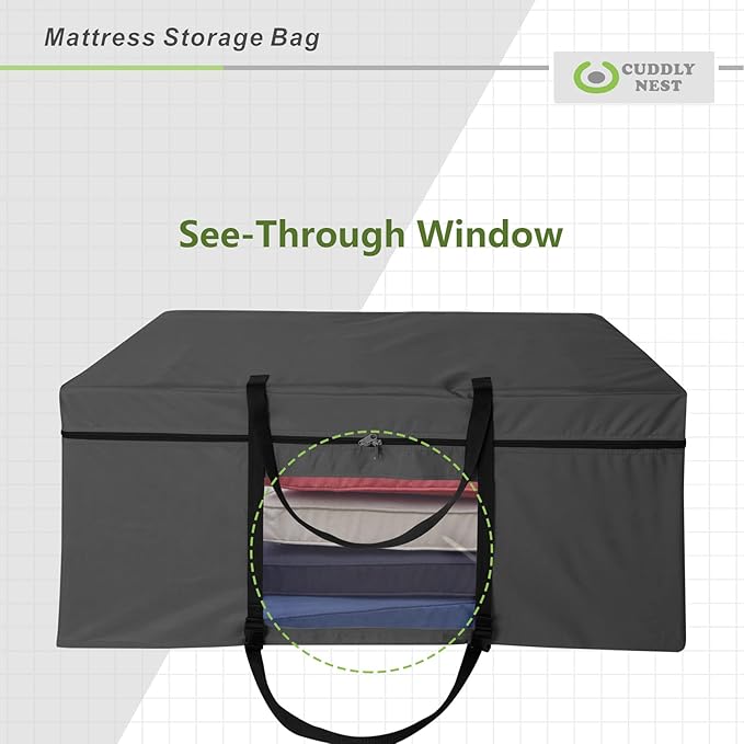 Cuddly Nest Folding Mattress Storage Bag - Heavy Duty Carry Case for Tri-Fold Guest Bed (Fits 4" Twin & Twin XL Mattress,Black)