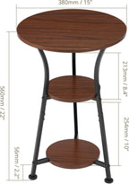 Dulcii Round Side Table for Narrow and Small Spaces,3 Tier Small Round End Table Sofa Side Table for Living Room,Small Bedside Table Round Nightstand for Bedroom