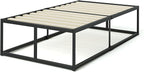 Zinus Joseph 18 Inch Platform Bed Frame, Wood Slat Support, No Box Spring Needed, Eco Friendly WonderBox(TM) Packaging, Easy Assembly, Black, Twin