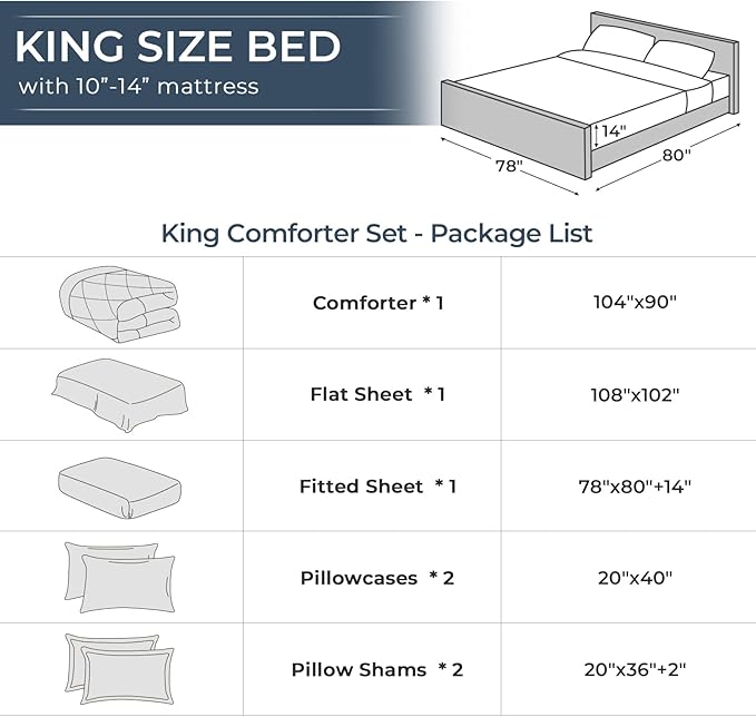 HEVUMYI Oatmeal King Comforter Set - 7-Piece All Season Bed in a Bag King, Ultra Soft Bedding Set with Comforter, Flat Sheet, Fitted Sheet, Pillowcases, Pillow Shams