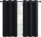 NICETOWN Blackout Draperies Window Curtain Panels, Autumn/Winter Thermal Insulated Solid Grommet Blackout Curtains/Drapes for Cafe (Set of 2, 42 inches by 50 inches, Black)