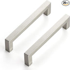 Ravinte 20 Pack 5 Inch Square Cabinet Handles - Satin Nickel Pulls, Brushed Nickel Drawer Pulls, Kitchen Hardware for Cabinets, Cupboards, Drawers