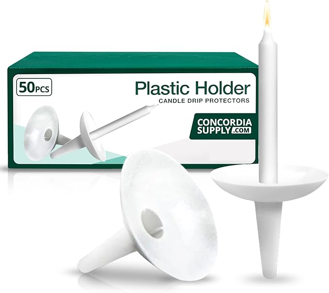 Concordia Supply Candlelight Service Reusable Plastic Candle Holders for Candlesticks - 50 Pcs. Protector for Church Vigils, Memorial, Congregational, & Christmas Eve Candles