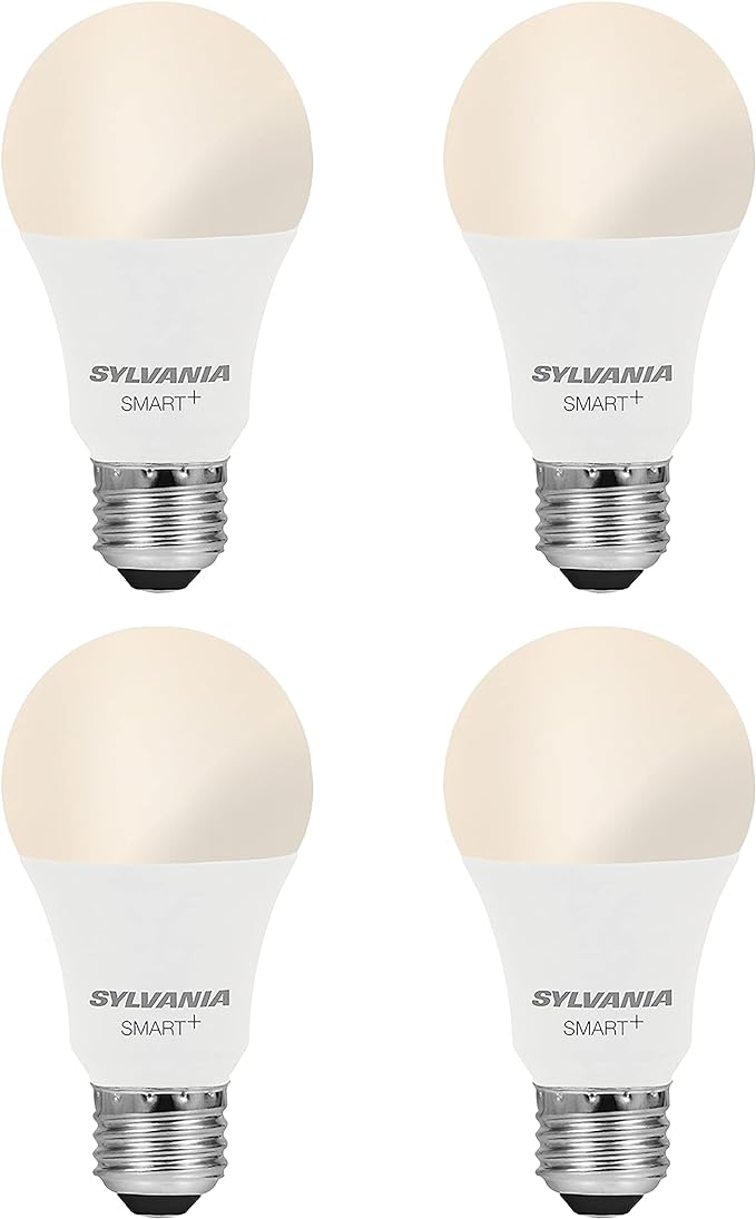 SYLVANIA Wifi LED Smart Light Bulb, 60W Equivalent Dimmable Soft White A19, Compatible with Alexa and Google Home Only - 4 Pack (75672)