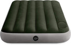 Intex 64763E Dura-Beam Standard Downy Air Mattress: Fiber-Tech – Queen Size – Built-in Foot Pump – 10in Bed Height – 600lb Weight Capacity