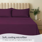 LuxClub 4 PC King Sheet Set, Breathable Luxury Bed Sheets, Deep Pockets Wrinkle Free Cooling Bed Sheets Machine Washable Hotel Bedding Silky Soft - Eggplant King