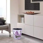 10L/2.64 Gallon Trash Can Waterproof PU Leather Flowers Pattern Wastebasket Paper Basket Dustbin Garbage Bin - (Type 7)