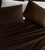 Linen Market Brushed Microfiber Queen Sheet Set 4 Piece – Oeko-TEX Certified Ultra Soft & Wrinkle-Free - 16" Deep Pocket Sheets - Easy Care Queen Size - Chocolate