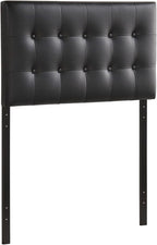 Modway Emily Tufted Button Faux Leather Upholstered Twin Headboard in Black