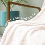 Exclusivo Mezcla Fleece Throw Blanket for Couch, 50x70 Inches Soft Cozy Jacquard Flannel Blankets, Lightweight Fuzzy Plush Warm Throws for Winter, Off White