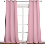 NICETOWN Patio Glass Door Blackout Curtains for Bedroom/Living Room, Privacy Panel Drapes for Dining Room and Guest Room (Crystal Pink, 42 inches Wide x 95 inches Long, 1 Pair)
