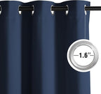 NICETOWN Navy Blue Blackout Draperies Heat Insulated Curtain 95 inch - Extra Long Thermal Insulated Shades for Bedroom, Living Room, Yard, Laundry, Pantry, Garage - 1 Pair, W52 x L95