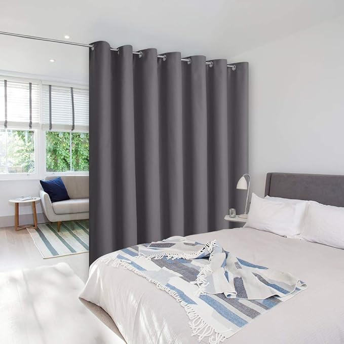 NICETOWN Wall Curtain for Bedroom, Room Divider Curtain for Doorways, Vertical Blind for Sling Door, Privacy Sound Reduction Curtains Room Dividers for Patio (Grey, 1 Panel, 8ft Tall x 8.3ft Wide)