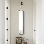 Long Skinny Mirror for Wall,Gold Narrow Oval Mirror for Entryway Bath,Metal Frame with Gold Decor Mirrors,7.9X 44